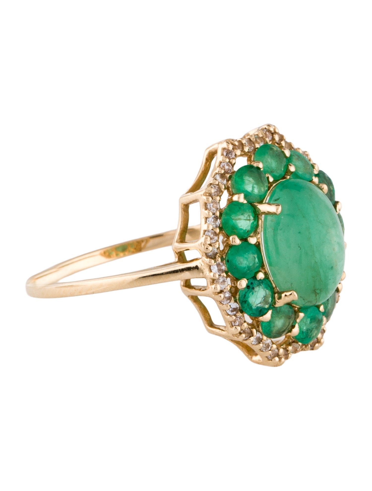 Ring 14K 2.53ctw Emerald & Colorless Sapphire Cocktail Ring